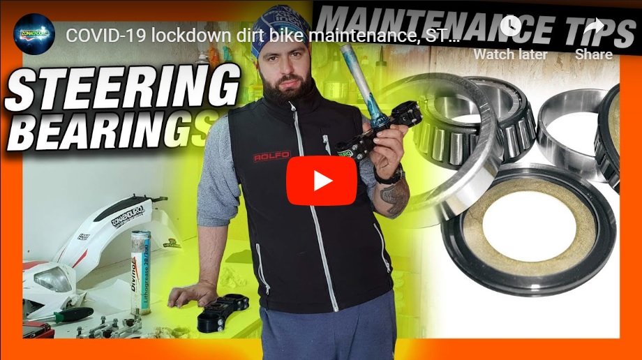 Video. Steering Bearings Maintenance Enduro 2020 Video. Covid-19 Lockdown Dirt Bike Maintenance, Steering Bearings. The Easy Way.